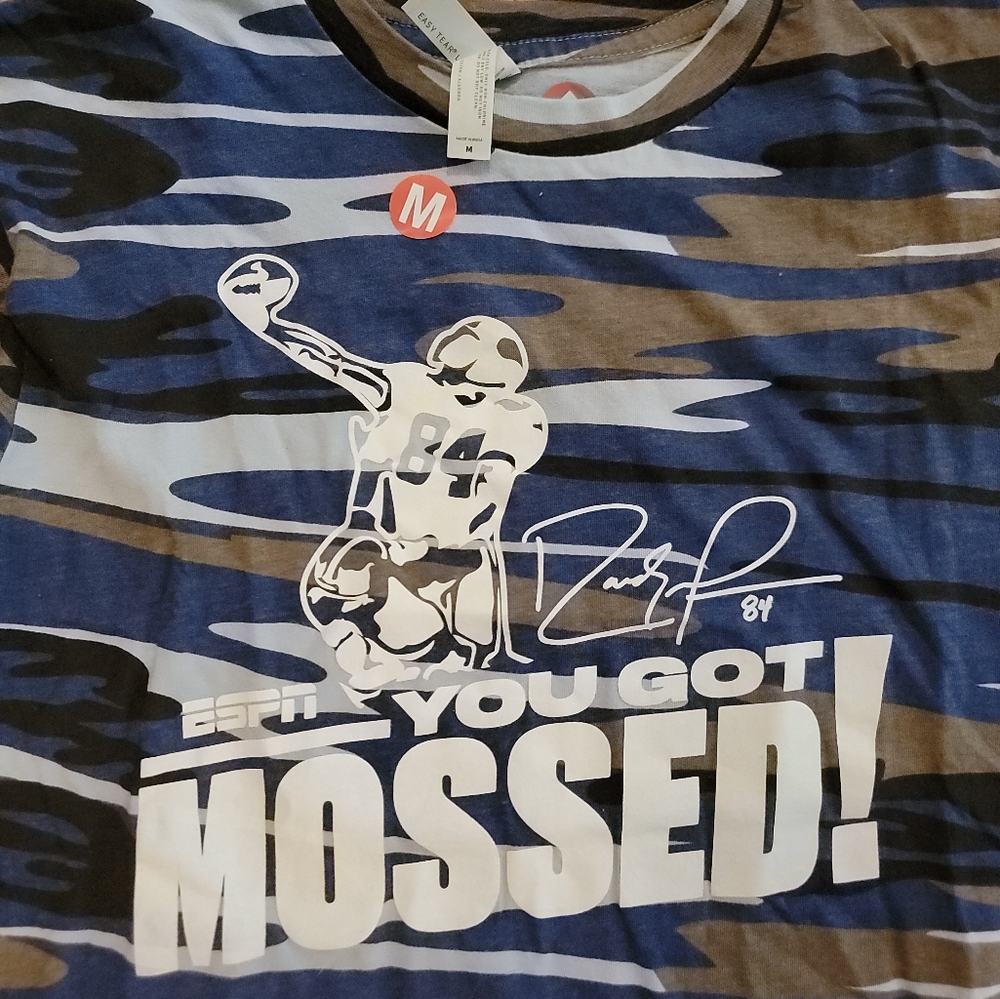 Code Five NWT Randy Moss Blue Camoflage T Shirt Size M - Picture 3 of 4